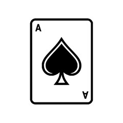 Poster - An ace of spades playing card with a black spade symbol and the letter a in the corners is shown here