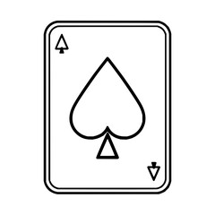 Poster - Outline drawing of a playing card with a spade symbol in the center and corners of the card frame