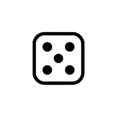 Poster - A white die with rounded corners showing five black dots arranged in a standard dice pattern centered square