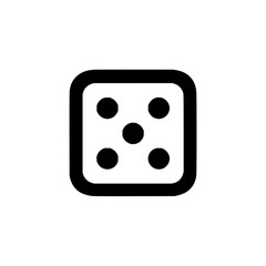 Poster - A simple illustration of a die showing the number five with black dots on a white rounded square shape