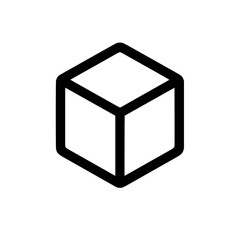 Poster - Illustration of a simple geometric cube shape with black outline on a white background in isometric view