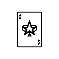 Poster - Ace of clubs card featuring a star and diamond suit symbols in a simple black and white design style