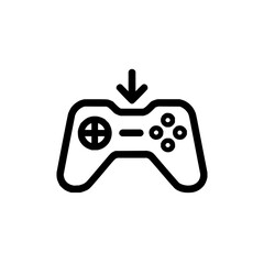 Poster - Downloading game controller with arrow pointing down indicating installation or update process icon design