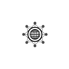 Poster - Globe with Network Icon Vector Illustration Representing Global Connection and Worldwide Web
