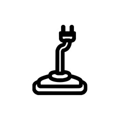 Poster - Illustration of a black and white outline of a floor cleaner with a plug on top on a white background