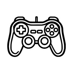 Poster - A simple black and white line drawing of a video game controller with buttons and directional pad design