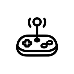 Poster - Illustration of a wireless game controller with a plus sign and infinity symbol in black outline style