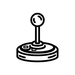 Poster - Illustration of a classic arcade joystick with a round handle and a circular base in black outline