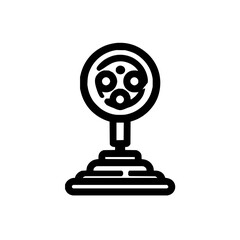 Poster - Illustration of a stylized black and white trophy with a circular top and tiered base design element