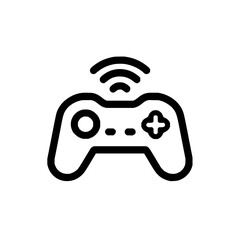 Poster - Illustration of a black game controller with wireless signal above it on a white isolated background