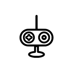 Poster - A stylized illustration of a vintage game controller with two circular buttons and a stand design element