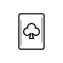 Poster - A simple black and white illustration of a playing card with a club suit symbol in the center of the card