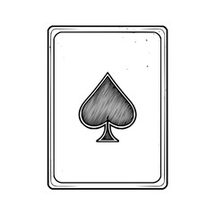 Poster - Illustration of a playing card with a black spade symbol in the center with a double lined border