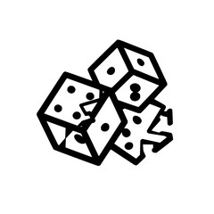 Poster - A monochrome illustration of three dice stacked with visible pips on a white isolated background view