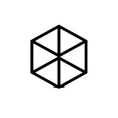 Poster - Geometric hexagon shape divided into triangles with black outlines on a white background design element
