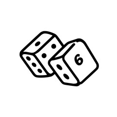 Poster - Illustration of two dice with one showing a six and the other showing a five in a simple black outline
