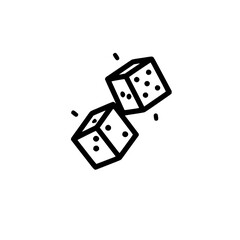 Poster - Two dice with dots in a simple black outline style floating in the air on a white background image view