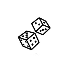 Poster - Two dice with black outlines and black dots are shown against a white background in a simple illustration