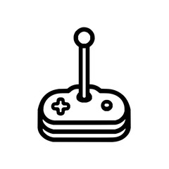 Poster - Illustration of a classic video game controller with a joystick and buttons in a simple black outline style
