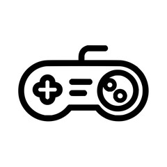 Poster - Illustration of a black and white game controller with plus sign and two circles for gaming design use