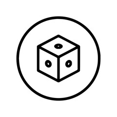 Poster - A minimalist illustration of a dice with dots inside a circle on a white background in line art style