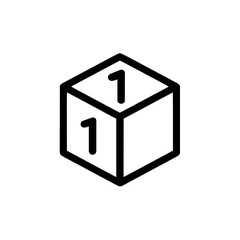 Poster - A single die displaying the number one on two visible faces in a simple black outline illustration