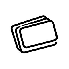 Poster - A simple black and white outline of three rectangular cards stacked diagonally on top of each other neatly