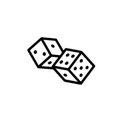 Poster - Two dice showing different numbers in a black outline representing a game of chance and gambling luck