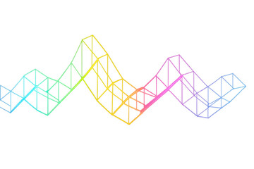 Poster - Rainbow colored geometric waveform flowing across a transparent background, representing data transmission or processing
