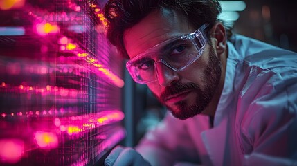Poster - Futuristic scientist working in a high tech laboratory