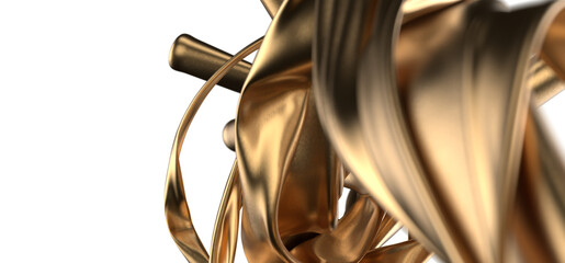 Poster - Golden waves of luxury gold texture abstract
