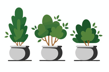 green trees in flat style collection.books, banners and other designs suitable for infographics
