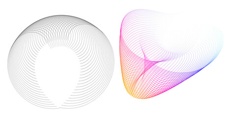 Aufkleber - Design elements. Wave of many purple lines circle ring. Abstract vertical wavy stripes on white background isolated. jpg
