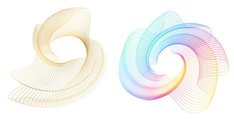Aufkleber - Design elements. Wave of many purple lines circle ring. Abstract vertical wavy stripes on white background isolated. jpg