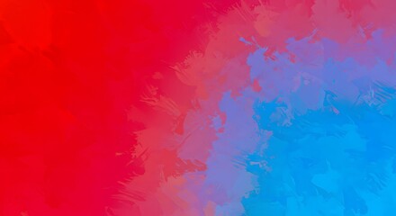 Poster - Abstract painting featuring a vibrant gradient from deep red to light blue, created with thick brushstrokes and a textured effect.
