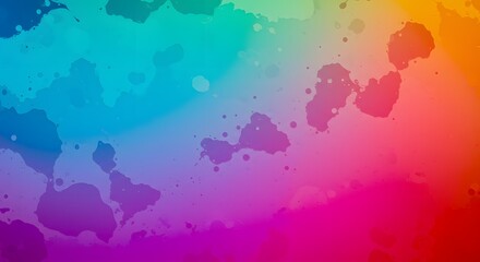 Poster - Abstract background with a vibrant gradient of colors blending together, featuring blurred spots and splatters for a dynamic, artistic effect.