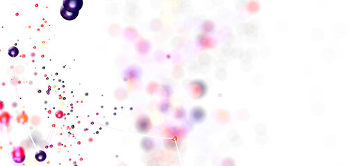 Poster - Bright, colorful abstract background with connected nodes and bokeh. Perfect for technology, science, or network concept
