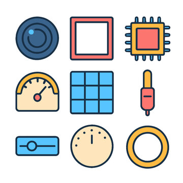 Colorful design elements collection perfect for modern tech and innovation visuals on white backdrop