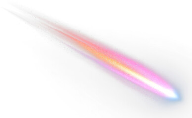 Wall Mural - Colorful Comet with Glittering Trail Overlay Isolate on Transparent Background, cutout, png