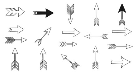 Aufkleber - Collection of various arrow designs pointing in different directions and styles on white background
