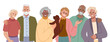 © SachiDesigns - modern different happy old senior people pensioner elderly men women fashion stylish clothes group portrait of aged retired characters graphic illustration background