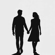 © OlgaNeuroArt - Couple holding hands walking together on a light background, silhouettes of man and woman create a romantic scene. Couple holding hands symbolizes connection and love in various contexts.