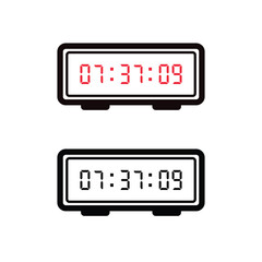 Poster - digital clock display with digital number design. digital clock icon sign and symbol alarm signs. colored icon for website design. 