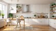 © Kitiphong - Modern Scandinavian kitchen with white cabinets and minimalist decor, contemporary, cabinets, contemporary