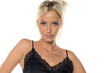 © vladimirfloyd - Studio shot on white background of blonde woman in black lingerie with confident facial expression.