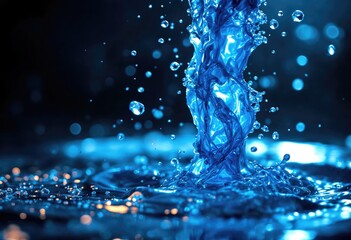 Poster - A stunning image of blue water splashing, capturing dynamic movement and light reflections in a mesmerizing display of fluidity.