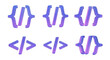 © SUUGOIisME - 3D rendered coding brackets and angled tags arranged on white background showcasing programming and web development symbols