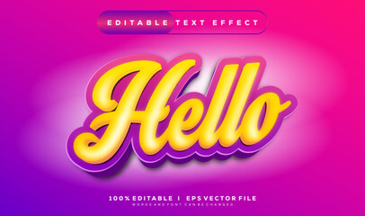 Poster - hello vector text effect with modern style design