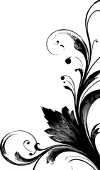 Poster - Elegant abstract black and white floral border design for decoration and print