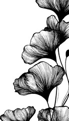 Poster - Elegant abstract floral border with stylized leaves for design and decoration